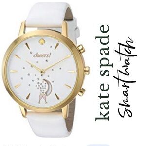 Kate Spade Grand Metro Hybrid Smart Watch White Gold Leather IOS Android BOX